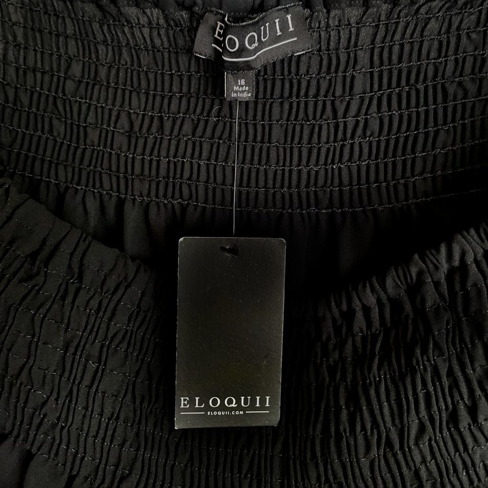 Eloquii women's black chiffon blouse with off-white lace. New NWT. Size 16 - Picture 4 of 5